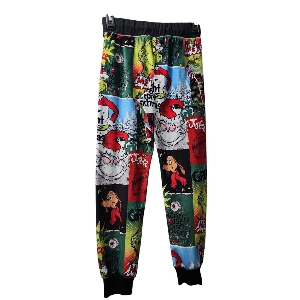 The Grinch Justice Christmas Joggers Festive Cartoon Print Lounge Pants M‎